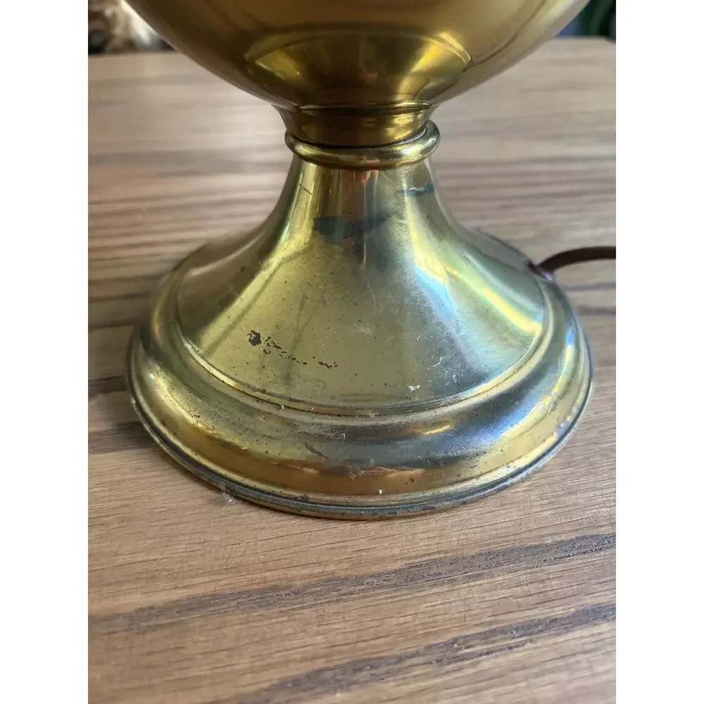 Vintage Brass Lamp Oil Lamp Style With Turn Key Switch Electric Plug In Lamp